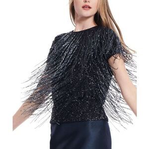 Emily Shalant Sequin Fringe Top Large